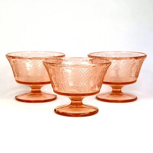 Federal Normandie rosa Sherbets Depression Glas Set (3) 2,75" hoch JRB - Bild 1 von 4