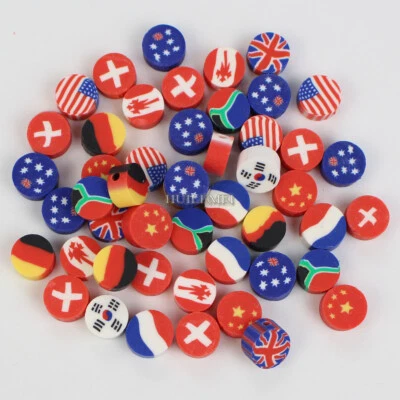 100pcs 10mm Mixed Round Flag Polymer Clay Spacer Beads for DIY Jewellery Making - Image 1 of 2