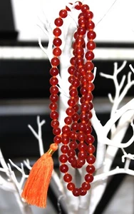 Karneol Japa Mala 108+1 Rot Onyx Perlen Für Ideenreich Vitalität & Motivation - Bild 1 von 8