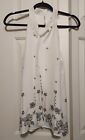 D.N.A. Couture Womens White Tie Neck Sleeveless Floral Embroidered Top Sz L 