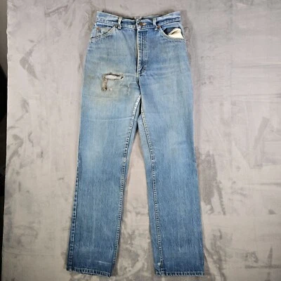 Pantalones de mezclilla Lee Riders desgastados vintage años 70 para hombre pierna recta garra cremallera (28x32) Foto 1 de 4