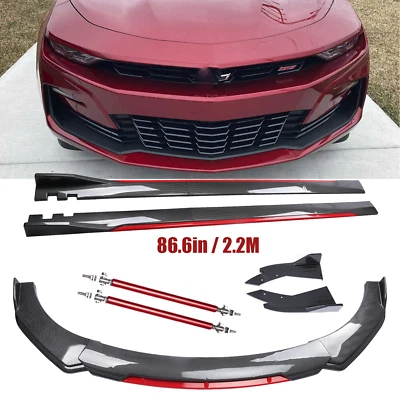 Front Bumper Lip Spoiler Splitter Side Skirt Carbon For 2015 Chevrolet Camaro - Изображение 1 из 4
