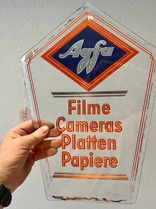 Orig. alte Agfa Glaswerbung Filme Cameras Platten Papiere 30er Jahre. Guter Zust - Picture 1 of 5