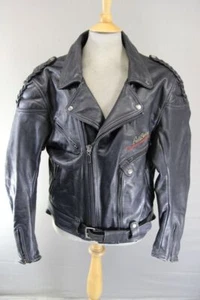 VINTAGE 70'S PUNK ROCK STYLE FIELDSHEER RETRO BLACK LEATHER BIKER JCKT 44-46"/XL - Picture 1 of 13
