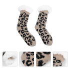  Leopard Floor Socks Acrylic Women's Warm for Fleece Slipper