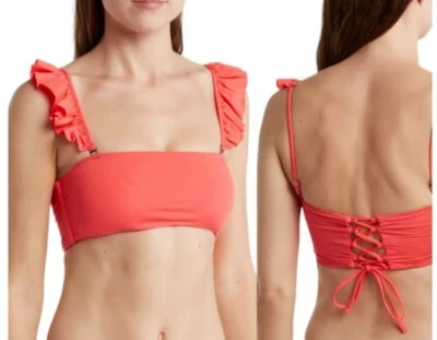 Maaji Mango Alyssa Bandeau Convertible Ruffle Bikini Top S red - Image 1 of 3