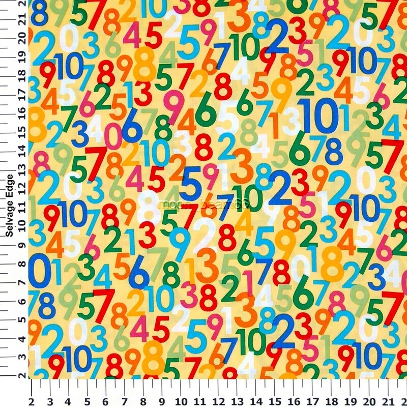 33 Inches Back To School Colored number on yellow Cotton Fabric - Image 1 of 1