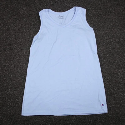 Camiseta sin mangas Champion para mujer grande azul cuello en V sin mangas entrenamiento informal damas Foto 1 de 4