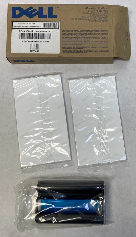 Dell 0D6605 Photo Print Pack 40 4x6in 10x15cm Genuine 0F6932 NOS Photo Cartridge - Image 1 of 4