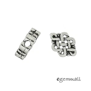 2 Antik Sterlingsilber Chinesischer Knoten Charm Anhänger Zwischenring Perlen #99462 - Bild 1 von 1