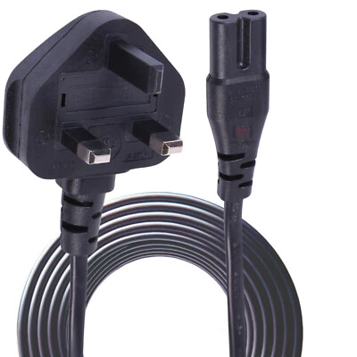 3m UK Plug C7 Figure 8 Power Cable for Xbox PS5 Samsung TV - Image 1 of 4