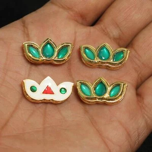 4 Pcs, 12x24mm, Kundan Spacer Connectors Golden - Picture 1 of 18