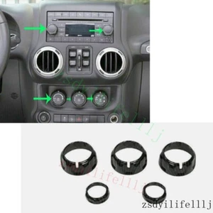 5x Para Jeep Patriot 2009-2017 Consola de Coche Interruptor de CA Anillo ABS Borde Negro - Imagen 1 de 2