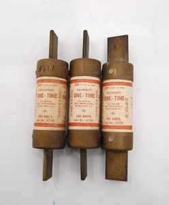 Lot of 3 Gould Shawmut 150 Amps One Time Fuse OT150 Class K-5 250 VAC - Picture 1 of 2