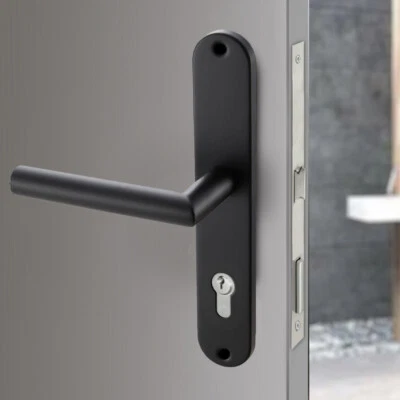 Türklinke Schwarz Türgriff Edelstahl Langschild Garnitur Türdrücker Türbeschlag - Bild 1 von 2