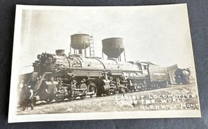 Postal: Tren RPPC locomotora más grande del mundo ~ Glendive, Montana - Imagen 1 de 2