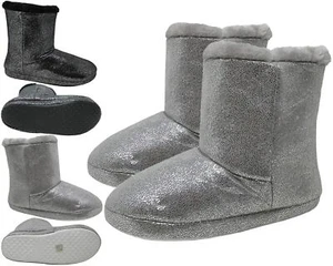 Ladies Glitter Boots Slippers Winter Warm Snugg Hug Womens Booties Faux Fur - Picture 1 of 7