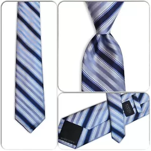 ROBERT TALBOTT Carmel Men's 100% Silk Necktie USA Luxury STRIPED Navy/White/Blue - Picture 1 of 4