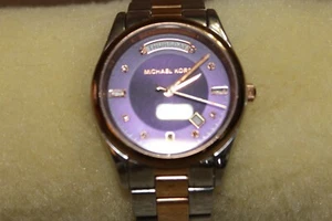 Michael Kors Womens Deep Purple, day date Watch silver and gold toned - Picture 1 of 4