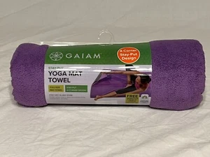 Gaiam Yoga Mat Towel Purple Full Size Microfiber Stay Dry Absorbent 26”x70” NEW - Picture 1 of 10