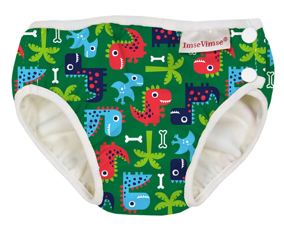 IMSEVIMSE Imse Vimse Schwimmwindel, Badewindel, Aquawindel, Babybadehose Green Dino