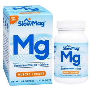 SlowMag Mg MUSCLE HEART 120 Comprimidos CLORURO DE MAGNESIO CALCIO Suplemento Dietético - Imagen 1 de 6