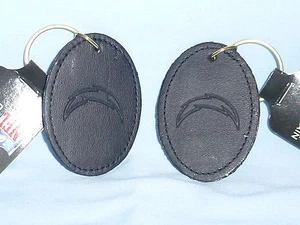 LOS ANGELES CHARGERS (San Diego) Leather KEY FOB / KEY RING lot of 2 NWT blk - Picture 1 of 4