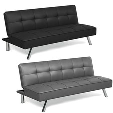 [2 COLORI] Divano Letto 2, 3 Posti Similpelle Schienale Pieghevole 178x81x71 cm