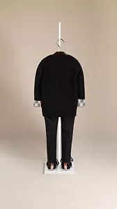 NEW Burberry Girl Boys Georgey Check Trimmed Cashmere Sweater, Size 10Y/140cm - Picture 1 of 2