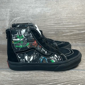 Vans Sk8 Hi-Zip Black Suede Youth Sz 3 Disney Villains Lace Skateboard Sneakers - Picture 1 of 12