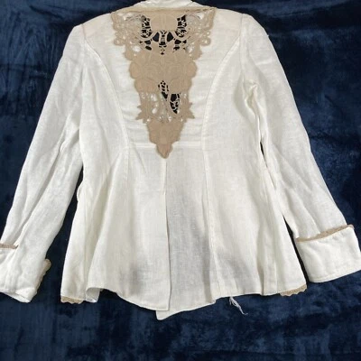 Chaqueta Blazer Insight New York Mujer Blanco Beige, Detalles Encaje, Talla 6 Foto 1 de 4