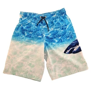 Wonder Nation Boys Shark Swim Trunks Board Shorts Sm 6-7 Blue Elastic/Drawstring - Picture 1 of 9