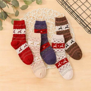 5Pairs Christmas Deer Women Warm Thick Winter Socks Nordic Novelty Socks - Picture 1 of 11