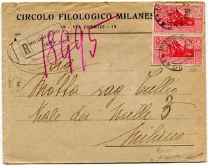 1930 Virgilio coppia 75 cent. su Raccomandata Circolo Filologico Milano - Picture 1 of 1