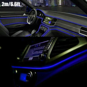 2m Blue LED Car Interior Atmosphere Wire Strip Light Lamp Decor Accessories - Picture 1 of 8