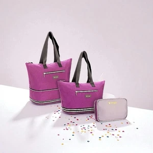 Biaggi Zipsak Boost! Bolso de Mano Púrpura Microplegable Equipaje de Mano Se Expande a 15"x12"x8" Nuevo con Etiquetas - Imagen 1 de 21