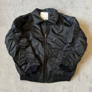 Vintage MA2 Jacket Flyers Mens Medium Black Cold Weather USAF Aqua Military - Picture 1 of 17
