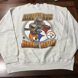Vintage Pittsburgh Steelers Jerome Bettis Crewneck Sweatshirt Starter Fits XL - Picture 1 of 8