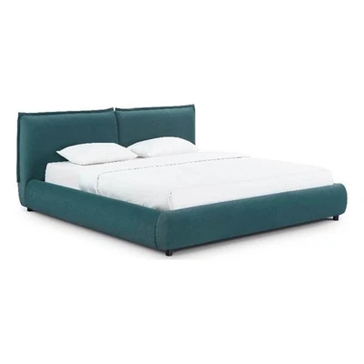 Pemberly Row Contemporary Teal Faux Mohair Upholstered King Bed - Image 1 of 4