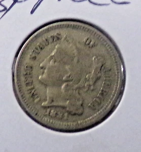 1881 Three Cent Piece VF - Picture 1 of 4