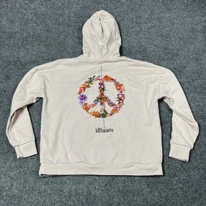 AllSaints Hoodie Youth Small 12-13 Years Floral Peace Sign Graphic Pullover Swea - Picture 1 of 11