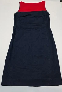 Laure Ralph Lauren Sheath Dress Ruched Navy Red Colorblock Size 4 - Picture 1 of 14