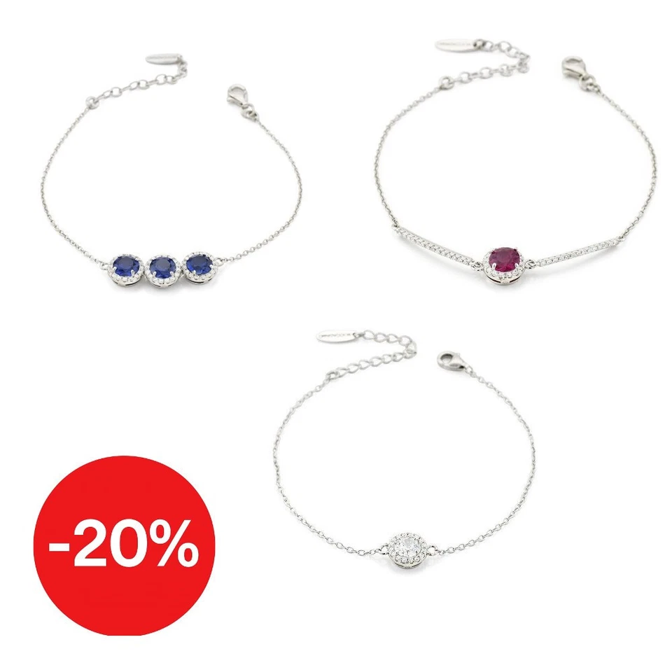 Boccadamo Bracciale donna Argento 925 con zirconi Blu Rosso Bianco vari modelli - Immagine 1 di 2