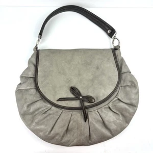 Sophia C Hobo Handbag Gray Italian Leather Shoulder Bag Purse - Picture 1 of 10
