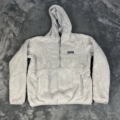 Pulôver feminino Patagonia Los Gatos com capuz lã 1/2 zíper cinza tamanho pequeno - Imagem 1 de 4