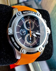 Nautica NST Chronograph Orange 46mm N16560G Great Aestethic & Working Condition - Picture 1 of 20