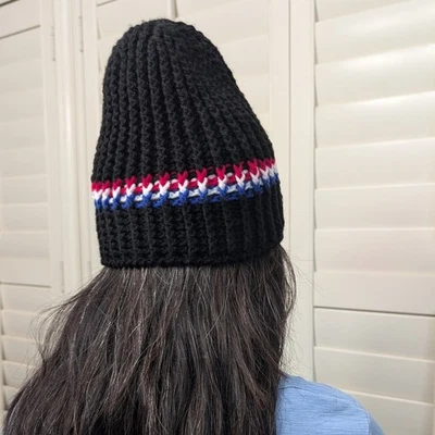 Hecho a mano Crochet Tejido Gorro Sombrero Rayas Y2K Retro Esquí Snowboard 100% Acrílico Foto 1 de 4