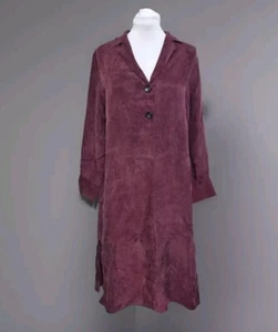 Zara Woman Plum Cupro Long Sleeve V Neck Maxi Shirt Dress Womens Size Small NWT - Picture 1 of 13