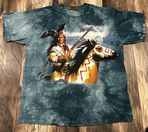 Vintage The Mountain 1997 Native American Blue Green  Tie Dye  Mens XL - Picture 1 of 4