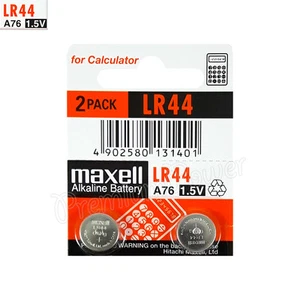 2 x Maxell Alkaline LR44 batteries 1.5V A76 AG13 303 357 L1154 SR44 Pack of 2 - Picture 1 of 1